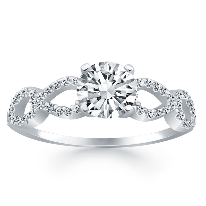 14k White Gold Double Infinity Diamond Engagement Ring - Premium Rings - Just $3881.99! Shop now at Pulse Designer Fashion