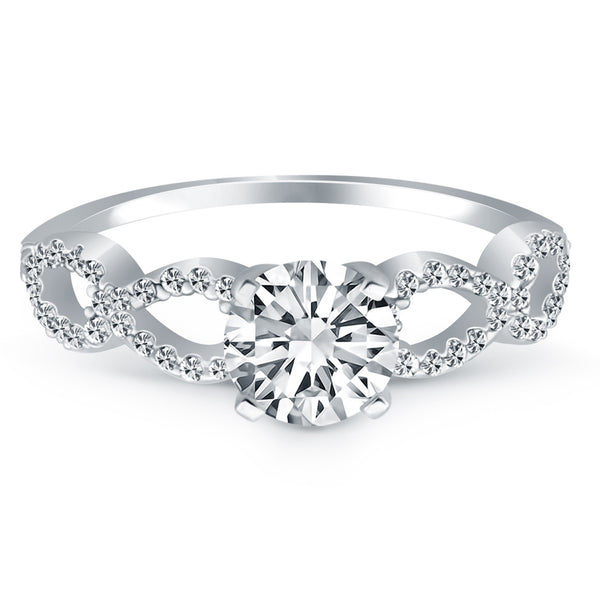 14k White Gold Double Infinity Diamond Engagement Ring - Premium Rings - Just $3881.99! Shop now at Pulse Designer Fashion