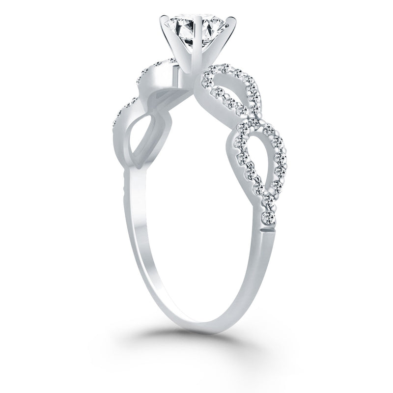 14k White Gold Double Infinity Diamond Engagement Ring - Premium Rings - Just $3881.99! Shop now at Pulse Designer Fashion