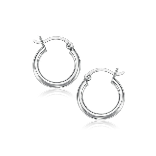 14k White Gold Polished Hoop Earrings (15 mm) - Premium Earrings - Just $193.99! Shop now at Pulse Designer Fashion