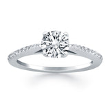 14k White Gold Micro Prong Diamond Cathedral Engagement Ring - Premium Rings - Just $3712.99! Shop now at Pulse Designer Fashion