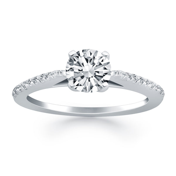 14k White Gold Micro Prong Diamond Cathedral Engagement Ring - Premium Rings - Just $3712.99! Shop now at Pulse Designer Fashion