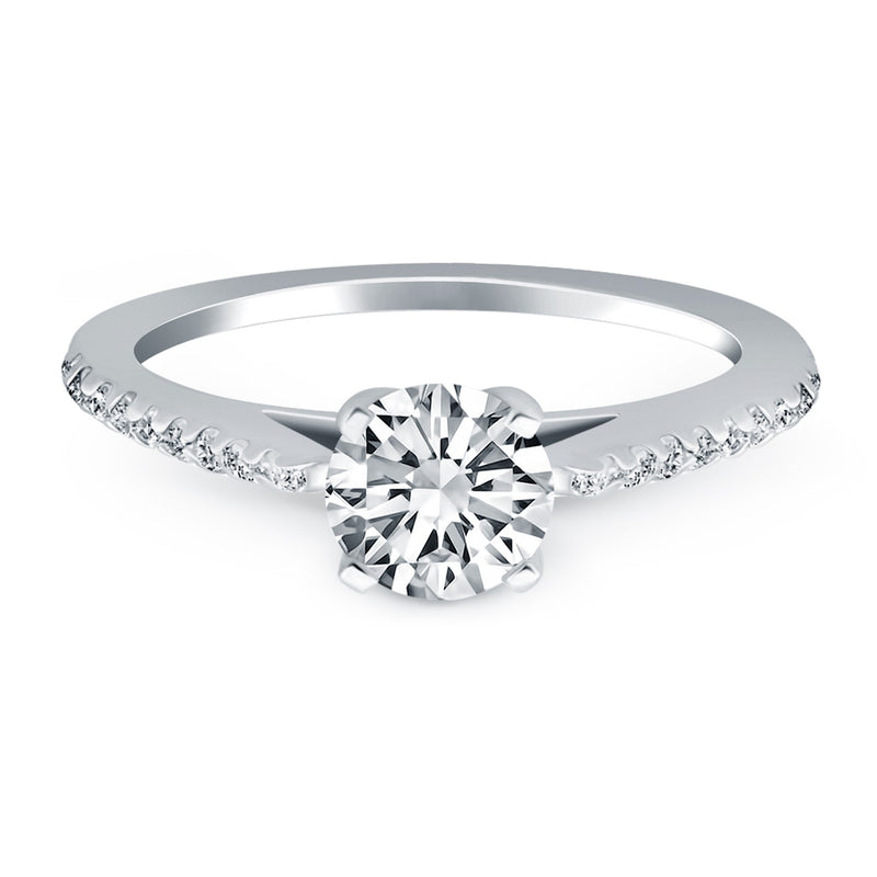 14k White Gold Micro Prong Diamond Cathedral Engagement Ring - Premium Rings - Just $3712.99! Shop now at Pulse Designer Fashion