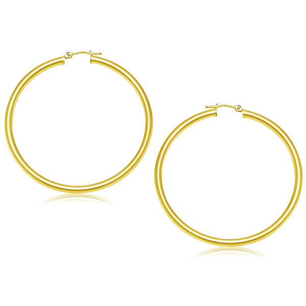 14k Yellow Gold Polished Hoop Earrings (50 mm) - Premium Earrings - Just $588.99! Shop now at Pulse Designer Fashion