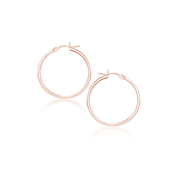 14k Rose Gold Polished Hoop Earrings (25 mm) - Premium Earrings - Just $199.99! Shop now at Pulse Designer Fashion