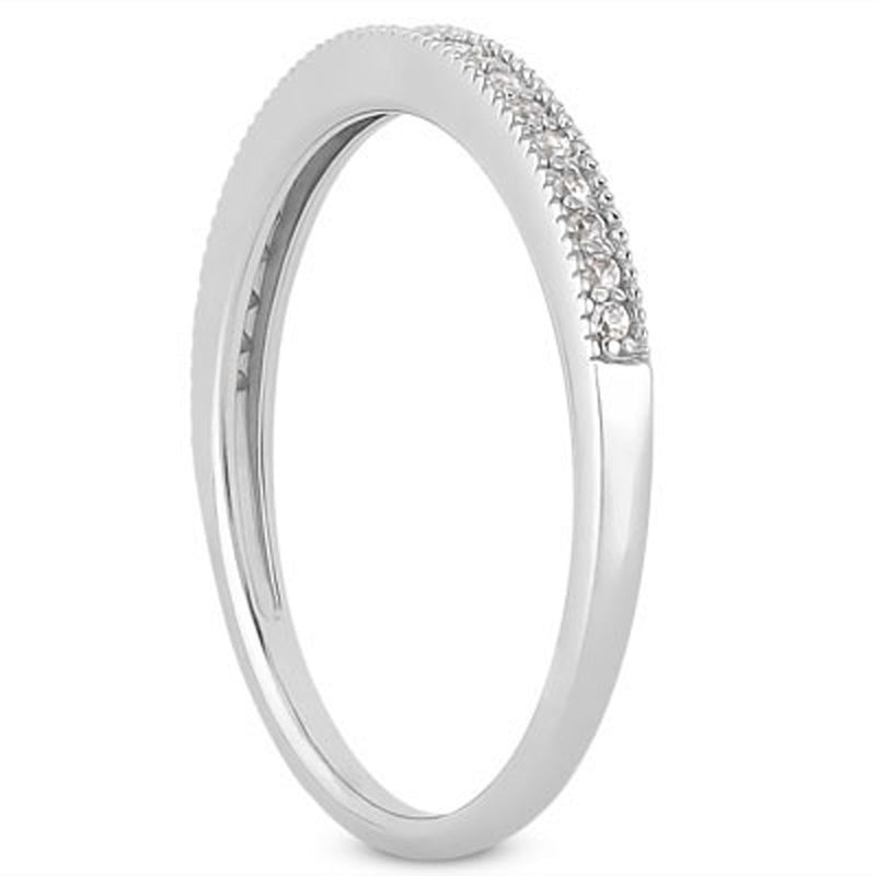 14k White Gold Diamond Micro Pave Diamond Milgrain Wedding Ring Band - Premium Rings - Just $935.99! Shop now at Pulse Designer Fashion