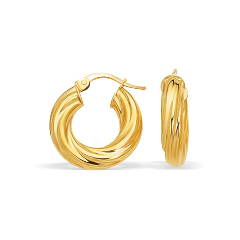 14k Yellow Gold Fancy Twist Hoop Earrings (7/8 inch Diameter) - Premium Earrings - Just $463.99! Shop now at Pulse Designer Fashion