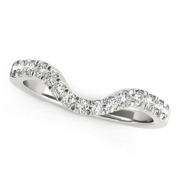 14k White Gold Curved Style Wedding Ring with Diamonds (1/3 cttw) - Premium Rings - Just $1587.99! Shop now at Pulse Designer Fashion