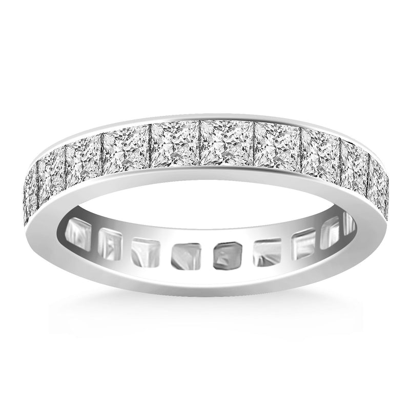 14k White Gold Eternity Ring with Channel Set Princess Cut Diamonds - Premium Rings - Just $10915.99! Shop now at Pulse Designer Fashion