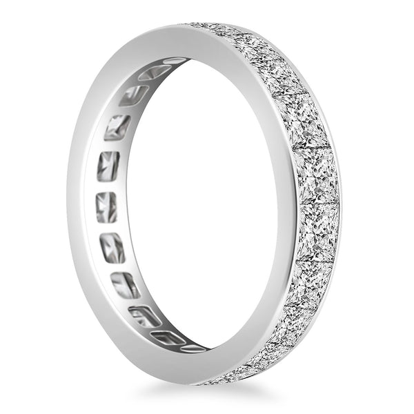 14k White Gold Eternity Ring with Channel Set Princess Cut Diamonds - Premium Rings - Just $10915.99! Shop now at Pulse Designer Fashion