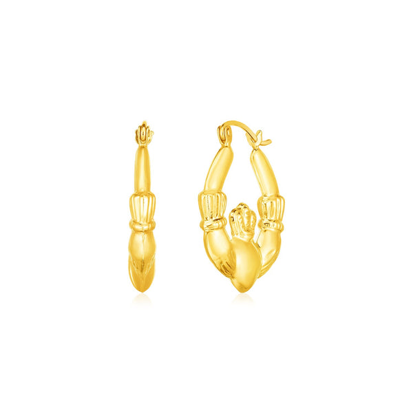 14K Yellow Gold Claddagh Symbol Hoop Earrings - Premium Earrings - Just $362.99! Shop now at Pulse Designer Fashion