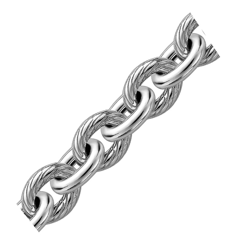 Sterling Silver Rhodium Plated Diamond Cut Cable Style Chain Bracelet - Premium Bracelets - Just $495.99! Shop now at Pulse Designer Fashion