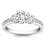 14k White Gold Three Stone Engagement Ring with Diamond Band - Premium Rings - Just $4974.99! Shop now at Pulse Designer Fashion