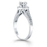 14k White Gold Diamond Halo Split Shank Engagement Ring - Premium Rings - Just $4389.99! Shop now at Pulse Designer Fashion