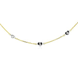 14k Two Tone Gold Anklet with Diamond Cut Heart Style Stations - Premium Anklets - Just $327.99! Shop now at Pulse Designer Fashion