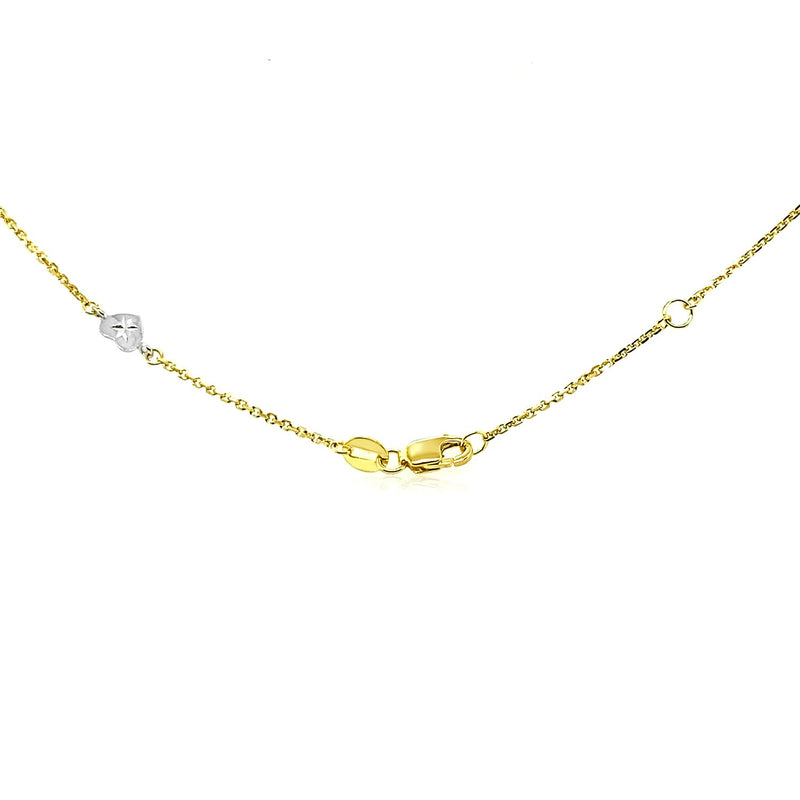 14k Two Tone Gold Anklet with Diamond Cut Heart Style Stations - Premium Anklets - Just $327.99! Shop now at Pulse Designer Fashion