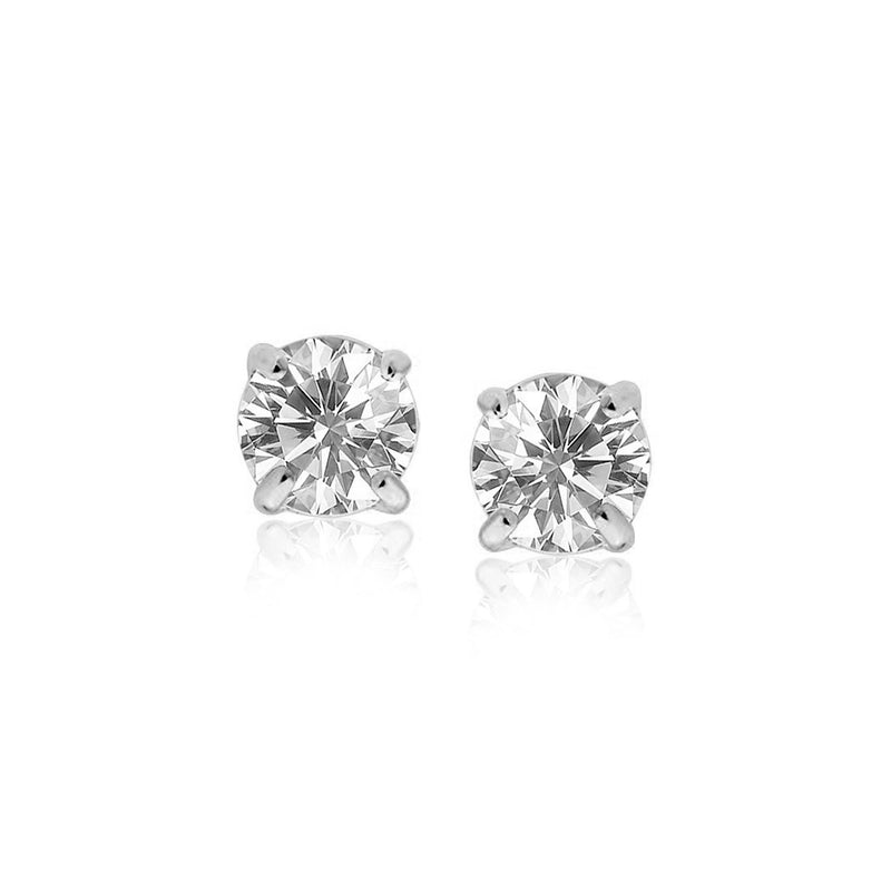 Sterling Silver Stud Earrings with White Hue Faceted Cubic Zirconia - Premium Earrings - Just $26.99! Shop now at Pulse Designer Fashion