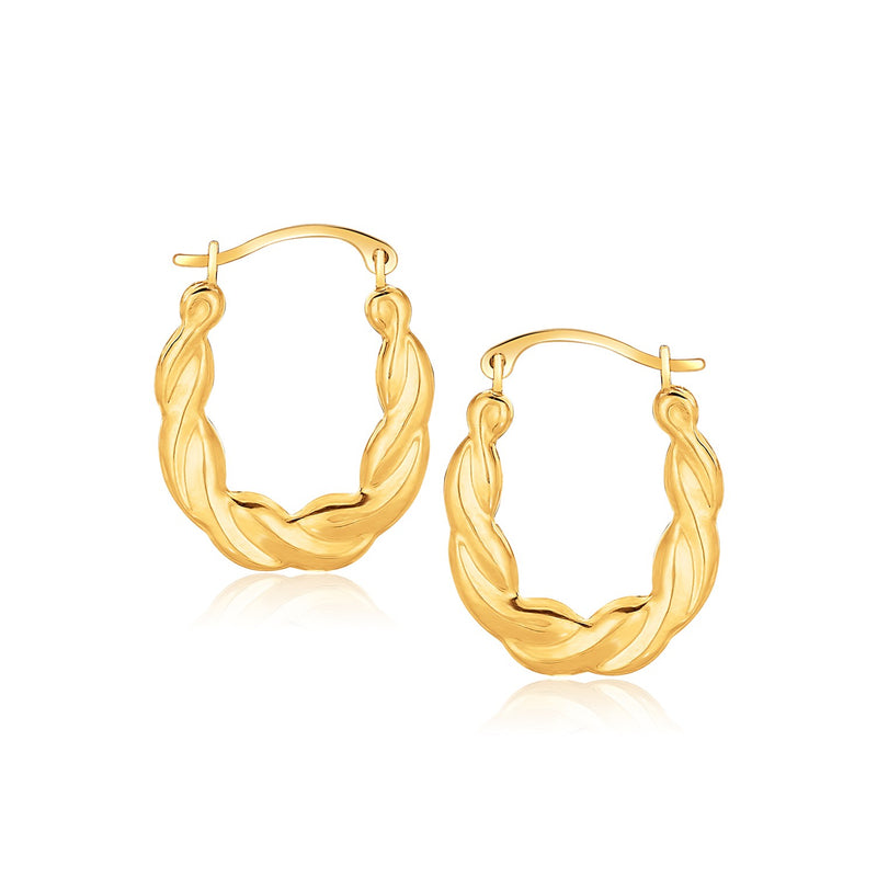 10k Yellow Gold Oval Twist Hoop Earrings - Premium Earrings - Just $109.99! Shop now at Pulse Designer Fashion