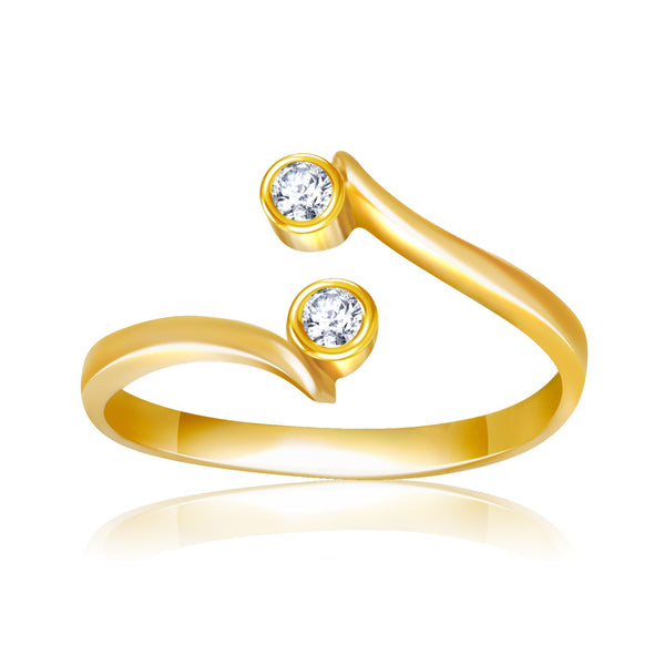 14k Yellow Gold Cubic Zirconia Accented Curve Ended Toe Ring - Premium Toe Rings - Just $185.99! Shop now at Pulse Designer Fashion