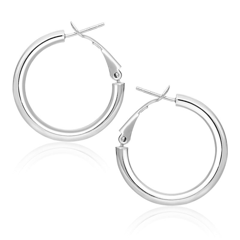 14k White Gold High Polish  Hoop Earrings (0.78 inch Diameter) - Premium Earrings - Just $511.99! Shop now at Pulse Designer Fashion