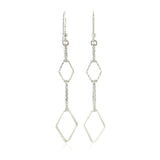 Sterling Silver Textured Interlocking Diamond Motif Dangle Earrings - Premium Earrings - Just $108.99! Shop now at Pulse Designer Fashion