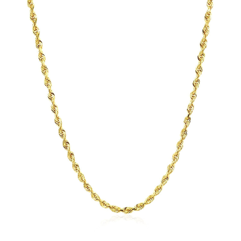 2.5mm 14k Yellow Gold Solid Diamond Cut Rope Chain - Premium Chains - Just $933.99! Shop now at Pulse Designer Fashion