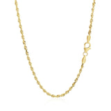 2.5mm 14k Yellow Gold Solid Diamond Cut Rope Chain - Premium Chains - Just $933.99! Shop now at Pulse Designer Fashion