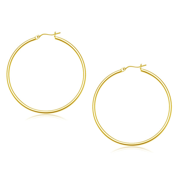 14k Yellow Gold Polished Hoop Earrings (45 mm) - Premium Earrings - Just $459.99! Shop now at Pulse Designer Fashion