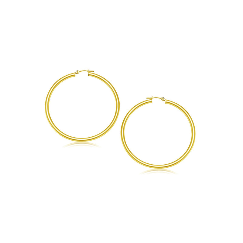 14k Yellow Gold Polished Hoop Earrings (2- mm) - Premium Earrings - Just $288.99! Shop now at Pulse Designer Fashion