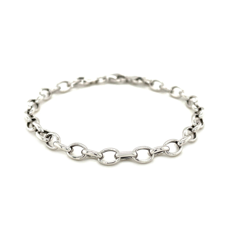 Sterling Silver Polished Charm Bracelet with Rhodium Plating - Premium Bracelets - Just $44.99! Shop now at Pulse Designer Fashion