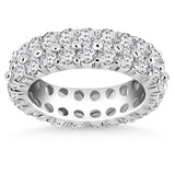 14k White Gold Double Band Round Diamond Eternity Ring - Premium Rings - Just $7204.99! Shop now at Pulse Designer Fashion