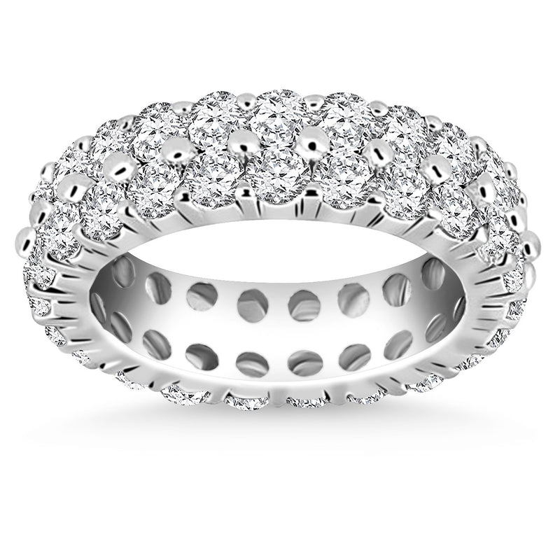 14k White Gold Double Band Round Diamond Eternity Ring - Premium Rings - Just $7204.99! Shop now at Pulse Designer Fashion