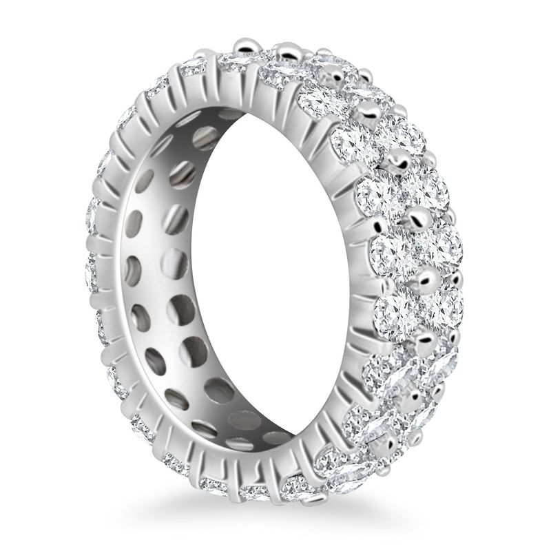 14k White Gold Double Band Round Diamond Eternity Ring - Premium Rings - Just $7204.99! Shop now at Pulse Designer Fashion