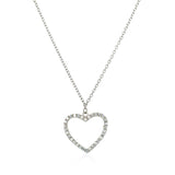 Sterling Silver Heart Necklace with Cubic Zirconias - Premium Necklaces - Just $83.99! Shop now at Pulse Designer Fashion