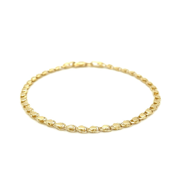 2.9mm 14k Yellow Gold Heart Bracelet - Premium Bracelets - Just $404.99! Shop now at Pulse Designer Fashion