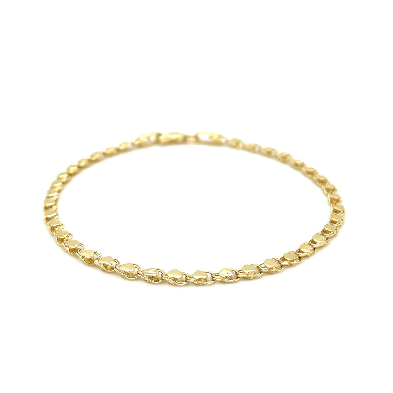 2.9mm 14k Yellow Gold Heart Bracelet - Premium Bracelets - Just $404.99! Shop now at Pulse Designer Fashion