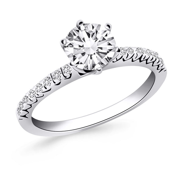 14k White Gold Engagement Ring with Fishtail Diamond Accents - Premium Rings - Just $3712.99! Shop now at Pulse Designer Fashion