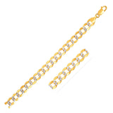 7.0mm 14k Two Tone Gold Pave Curb Bracelet - Premium Bracelets - Just $1752.99! Shop now at Pulse Designer Fashion