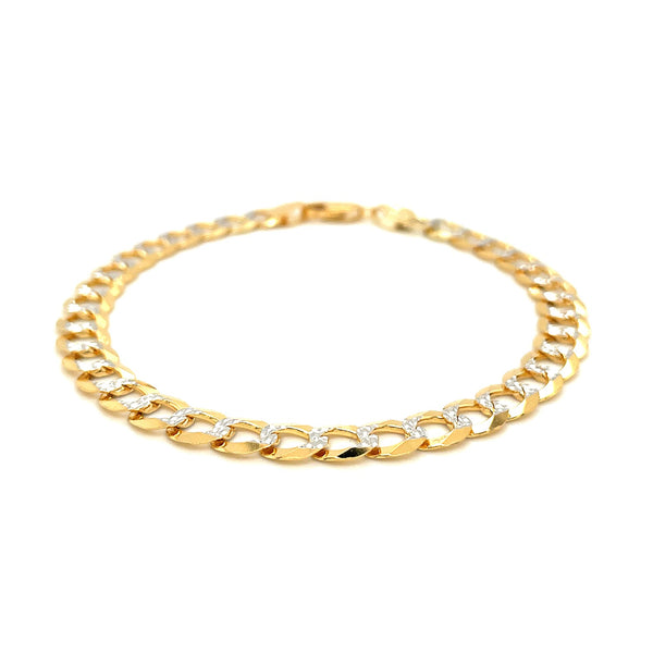 7.0mm 14k Two Tone Gold Pave Curb Bracelet - Premium Bracelets - Just $1752.99! Shop now at Pulse Designer Fashion