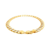 7.0mm 14k Two Tone Gold Pave Curb Bracelet - Premium Bracelets - Just $1752.99! Shop now at Pulse Designer Fashion