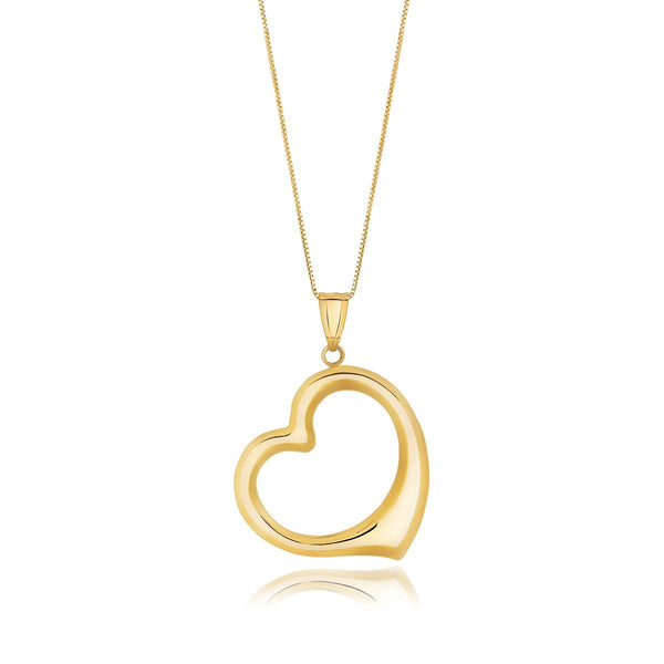 14k Yellow Gold Floating Heart Drop Pendant - Premium Pendants - Just $464.99! Shop now at Pulse Designer Fashion