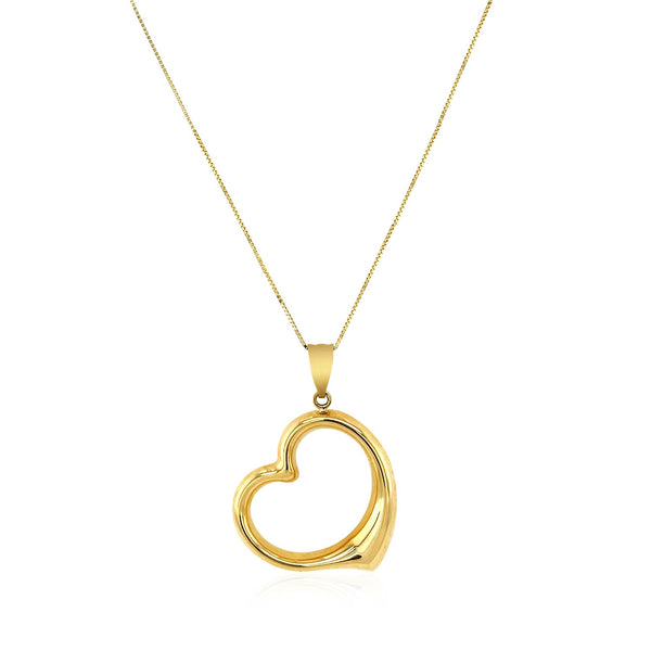 14k Yellow Gold Floating Heart Drop Pendant - Premium Pendants - Just $464.99! Shop now at Pulse Designer Fashion