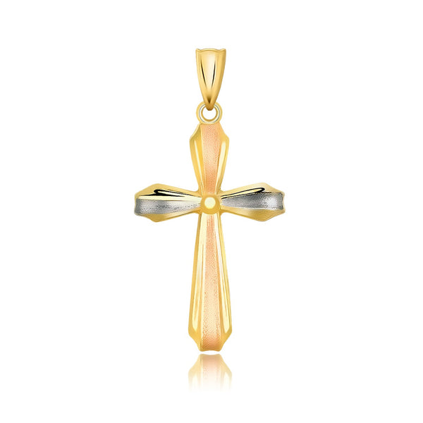 14k Tri Color Gold Cross Motif Pendant with Textured Finish - Premium Pendants - Just $255.99! Shop now at Pulse Designer Fashion