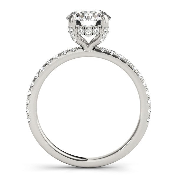 14k White Gold Diamond Engagement Ring with Scalloped Row Band (2 1/4 cttw) - Premium Rings - Just $32402.99! Shop now at Pulse Designer Fashion