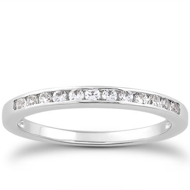 14k White Gold Channel Set Diamond Wedding Ring Band Set 1/3 Around - Premium Rings - Just $1321.99! Shop now at Pulse Designer Fashion