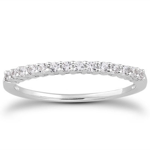 14k White Gold Shared Prong Diamond Wedding Ring Band with Airline Gallery - Premium Rings - Just $1143.99! Shop now at Pulse Designer Fashion