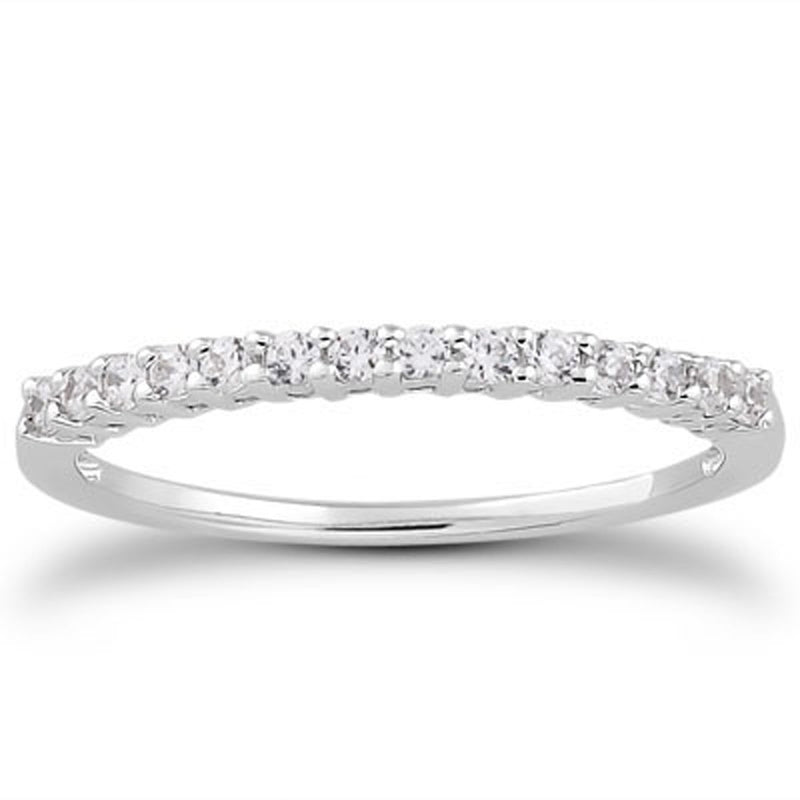 14k White Gold Shared Prong Diamond Wedding Ring Band with Airline Gallery - Premium Rings - Just $1143.99! Shop now at Pulse Designer Fashion