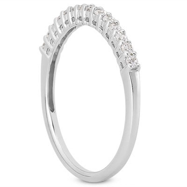 14k White Gold Shared Prong Diamond Wedding Ring Band with Airline Gallery - Premium Rings - Just $1143.99! Shop now at Pulse Designer Fashion