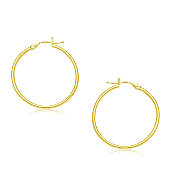 14k Yellow Gold Polished Hoop Earrings (30 mm) - Premium Earrings - Just $252.99! Shop now at Pulse Designer Fashion