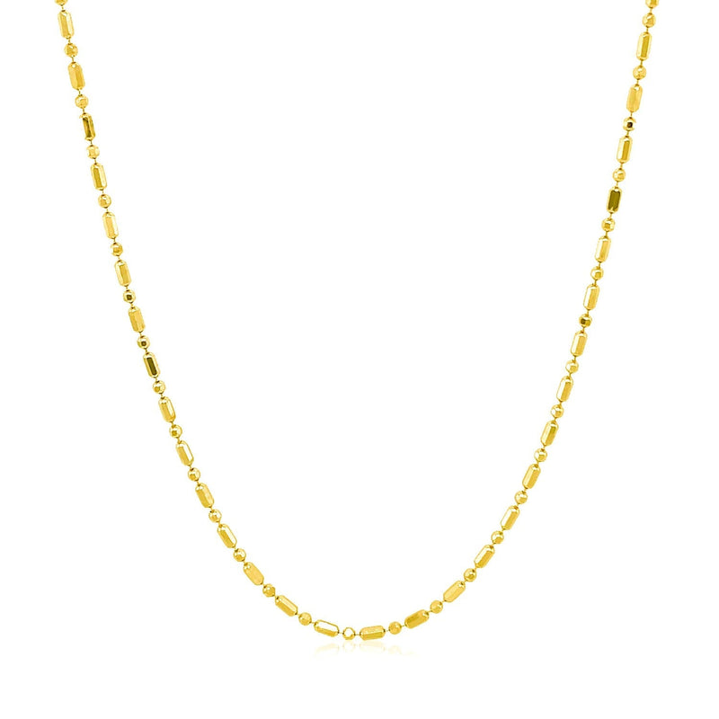 14k Yellow Gold Diamond-Cut Alternating Bead Chain 1.2mm - Premium Chains - Just $354.99! Shop now at Pulse Designer Fashion